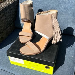 Very Volatile Vermont Taupe Western Suede Fringe Bootie Sandals NEW in Box